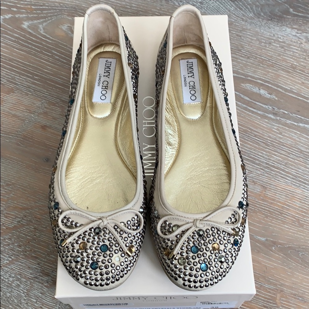 Jimmy Choo Nappa with crystals flat